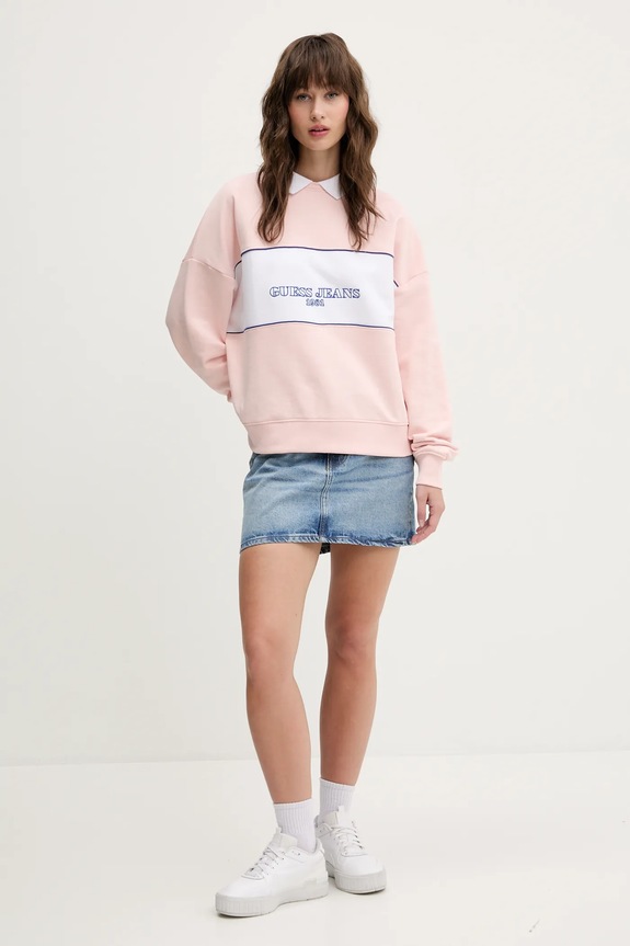 Pamučna dukserica Guess Jeans W5GQ17.K68I4 roza SS25