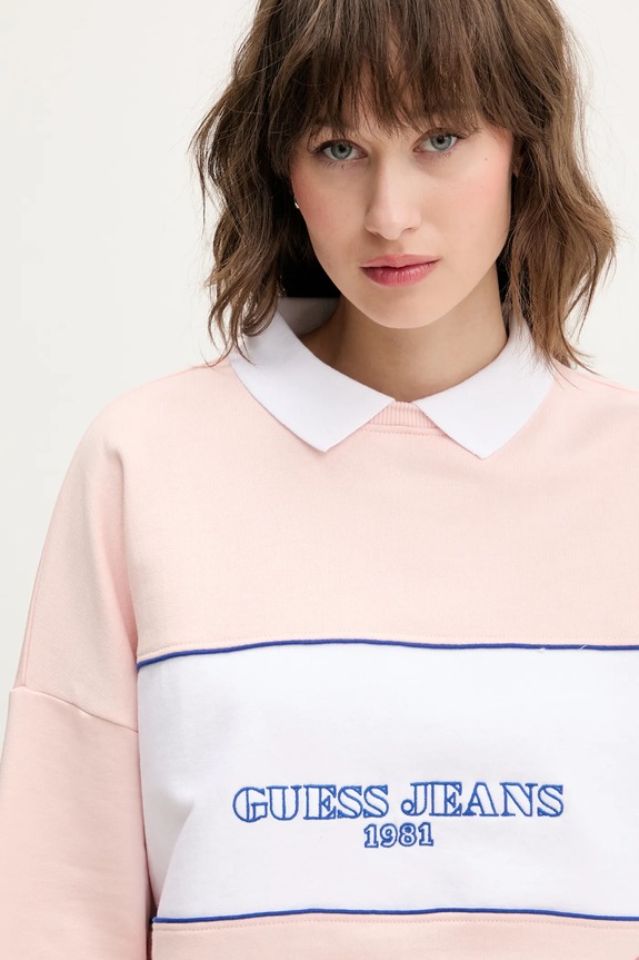Pamučna dukserica Guess Jeans roza W5GQ17.K68I4