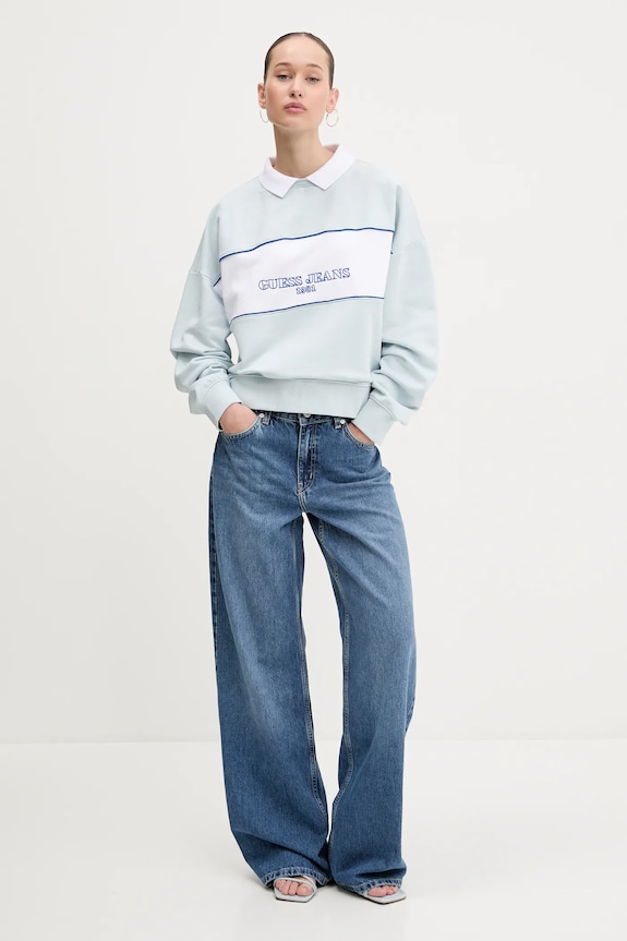 Bavlněná mikina Guess Jeans W5GQ17.K68I4 modrá SS25