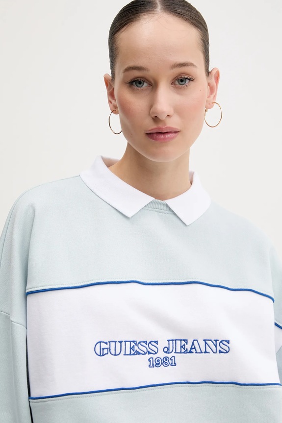 Bavlněná mikina Guess Jeans modrá W5GQ17.K68I4