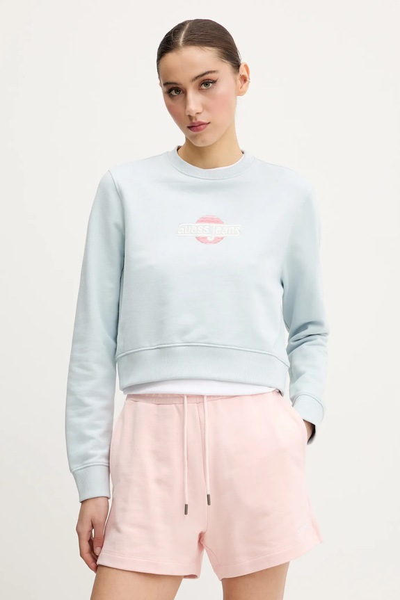 Bavlnená mikina Guess Jeans bavlna modrá W5GQ20.K68I4