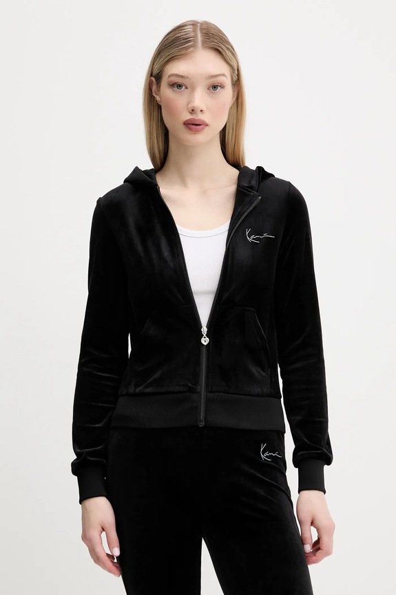 Karl Kani bluza welurowa aplikacja czarny 61860032