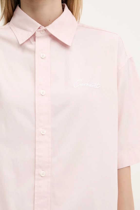 Carhartt WIP koszula bawełniana S/S Jaxon Shirt różowy I033080.2QDXX