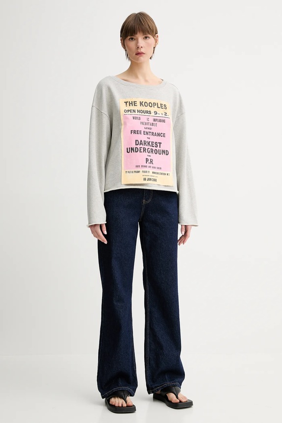 The Kooples pamut melegítőfelső FSWE30013K szürke SS25