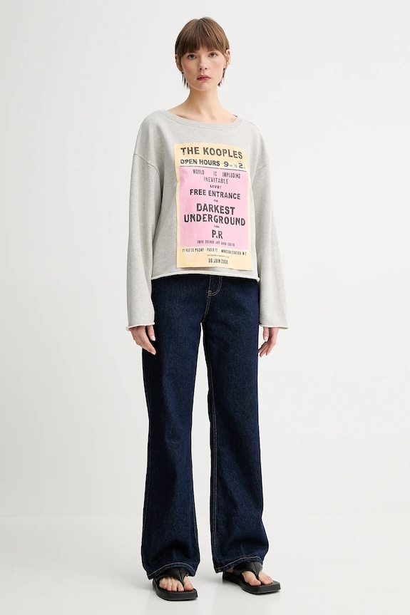 The Kooples pamut melegítőfelső FSWE30013K szürke SS25