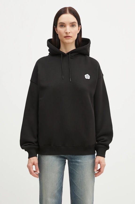 Kenzo felpa in cotone Boke Flower 2.0 applique nero FF52SW1754MB.99J