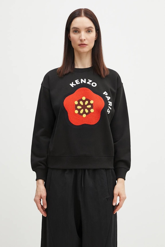 Kenzo felpa in cotone stampa all-over nero FF52SW1894MF.99J