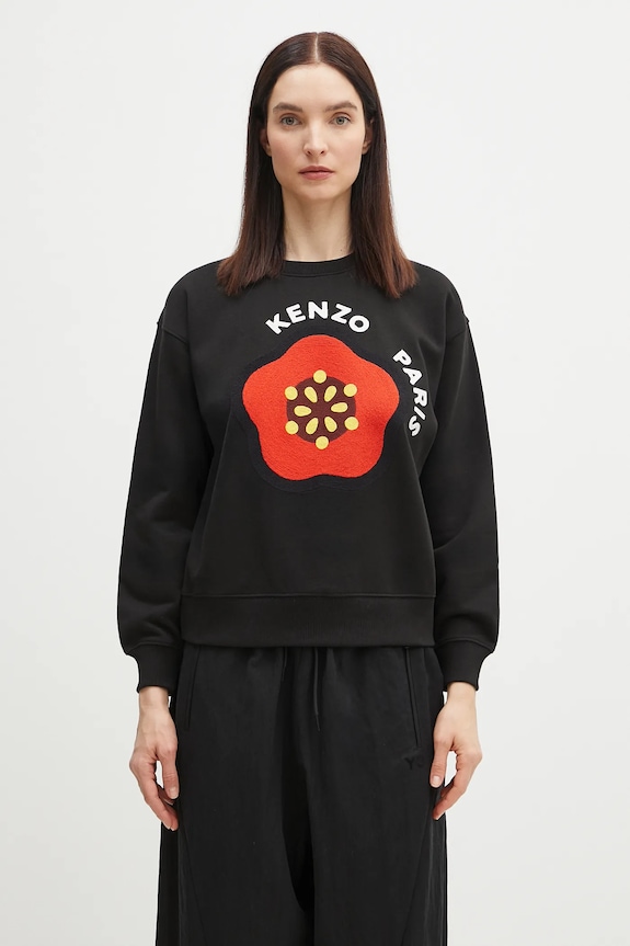 Kenzo felpa in cotone stampa all-over nero FF52SW1894MF.99J