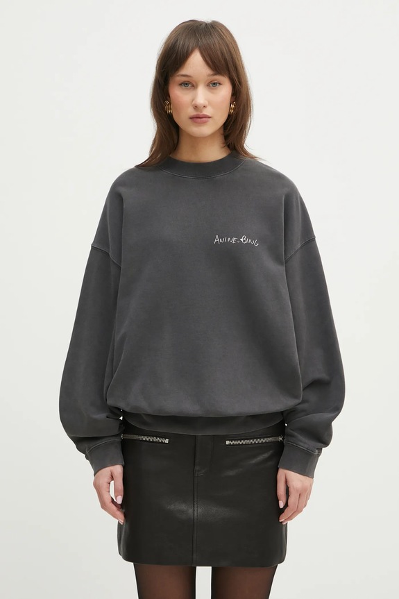 Anine Bing bluza bawełniana Jaci Sweatshirt Lyrics nadruk szary A.08.10904