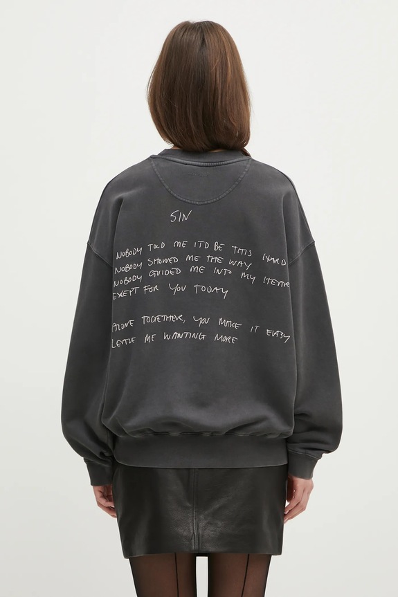Odzież Anine Bing bluza bawełniana Jaci Sweatshirt Lyrics A.08.10904 szary