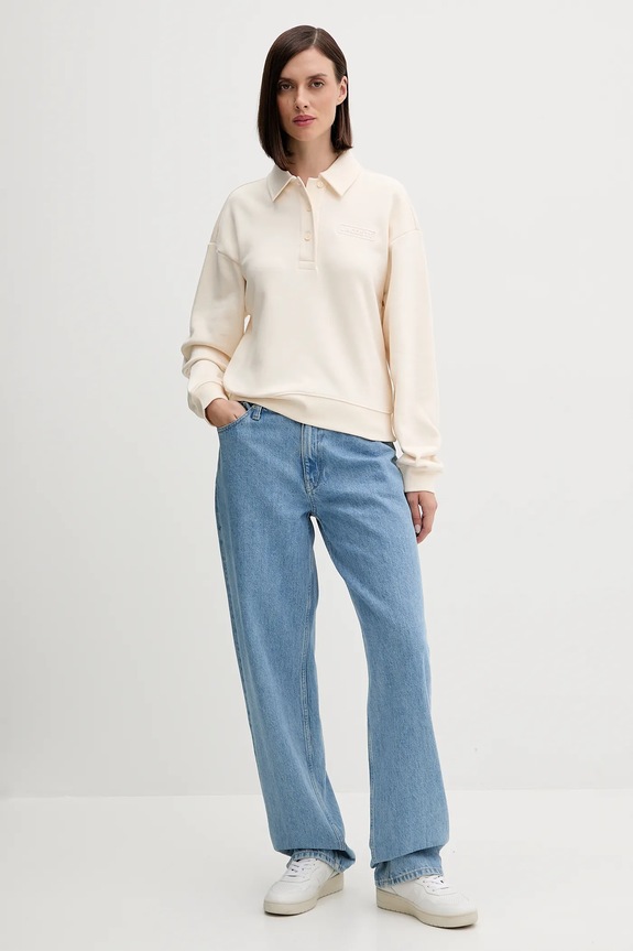 Lacoste bluza bawełniana SF0351 beżowy AW25