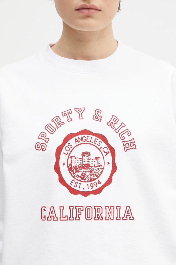Bavlnená mikina Sporty & Rich California Emblem Crewneck biela ST071606508WH01
