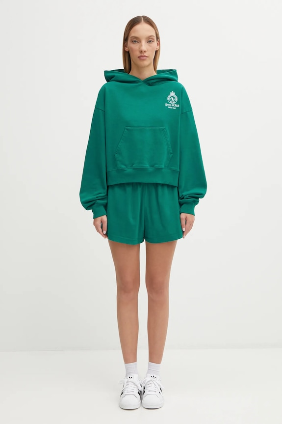 Bavlněná mikina Sporty & Rich Crown Tennis Embroidered Cropped ST074621426GR03 zelená