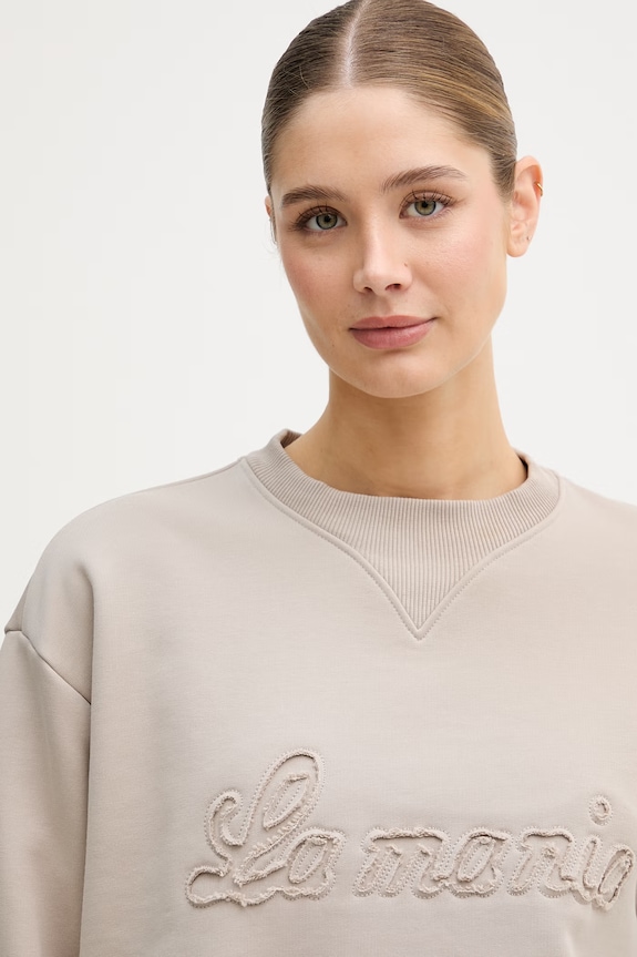 La Mania oversize mikina dámska s bavlnou béžová BRODIE