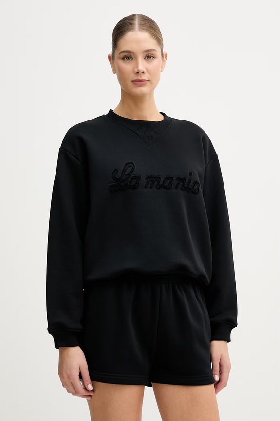 La Mania hanorac oversized pentru femei, cu bumbac negru BRODIE
