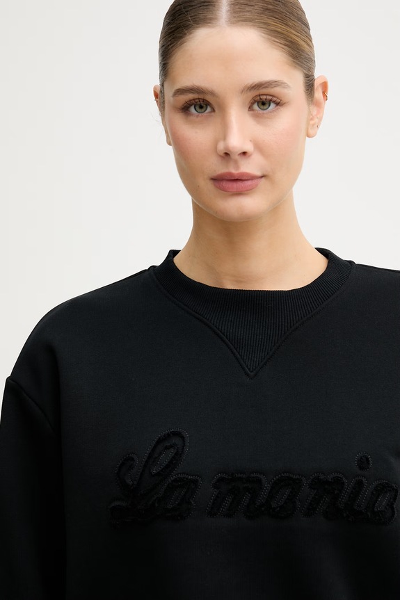 La Mania hanorac oversized pentru femei, cu bumbac negru BRODIE
