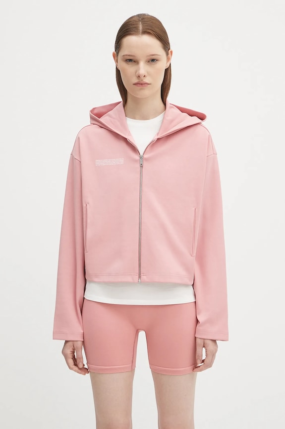 Кофта Pangaia DNA Double Jersey Zip Up Hoodie з капюшоном рожевий 10002361