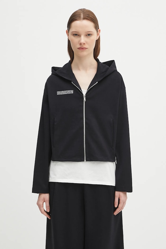 Dukserica Pangaia DNA Double Jersey Zip Up Hoodie bez uzorka crna 10002361
