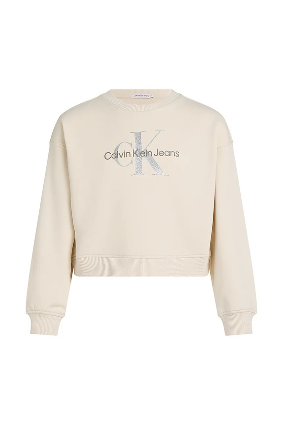 Calvin Klein Jeans hanorac de bumbac pentru copii IG0IG02823.128.176.PPYA bej SS25