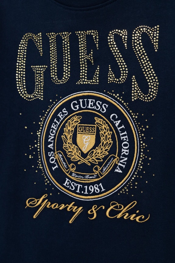 Fete Guess hanorac de bumbac pentru copii J5RQ05.KAD74.PPYA bleumarin