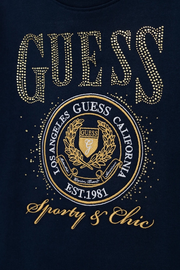 Fete Guess hanorac de bumbac pentru copii J5RQ05.KAD74.PPYA bleumarin