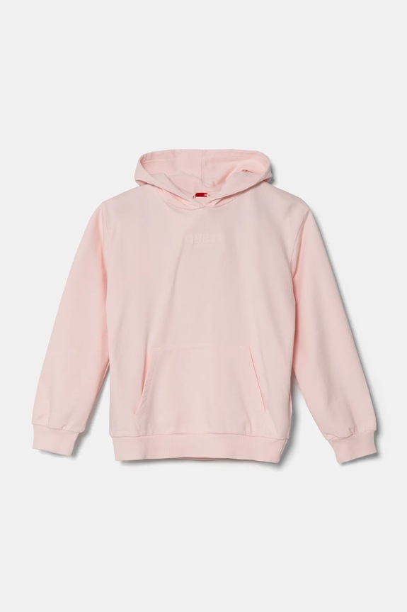 Guess bluza bawełniana dziecięca z kapturem różowy J5RQ09.KAD74.PPYA