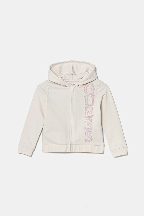 Guess bluza bawełniana dziecięca z kapturem beżowy K5RQ02.KA6R4.PPYA