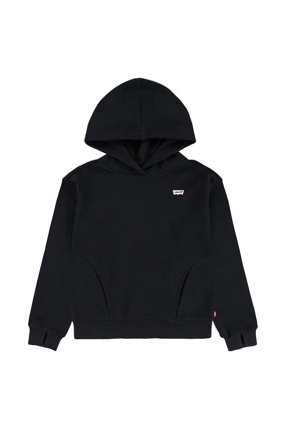 Levi's bluza dziecięca BATWING PATCH HOODIE z kapturem czarny 4EN102