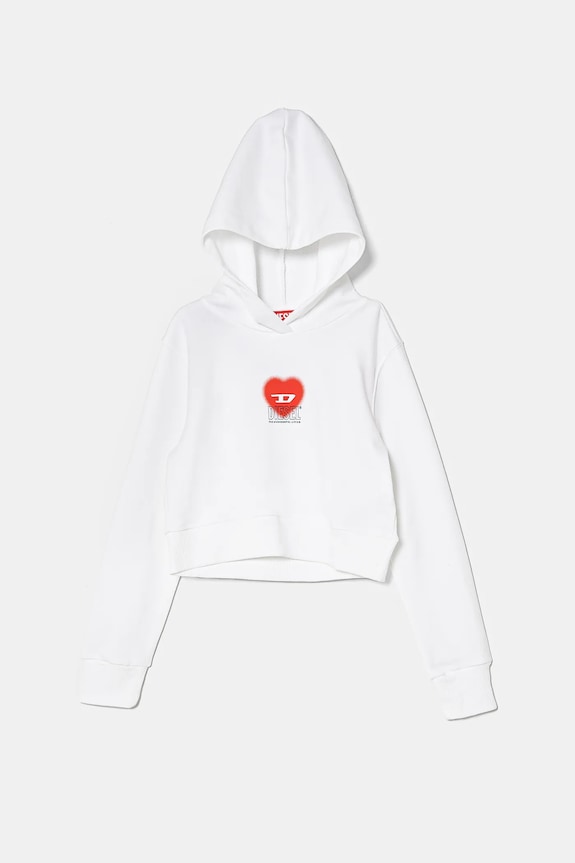 Дитяча бавовняна кофта Diesel SCUOREHOOD SWEAT-SHIRT з капюшоном білий J02229