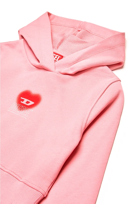 Fete Diesel hanorac de bumbac pentru copii SCUOREHOOD SWEAT-SHIRT J02229 roz