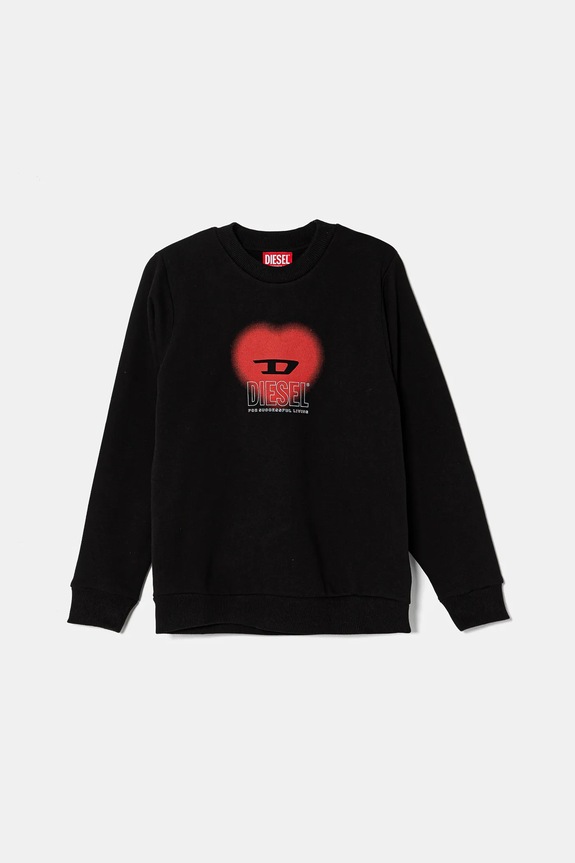 Diesel hanorac de bumbac pentru copii SCACUORE SWEAT-SHIRT print negru J02230