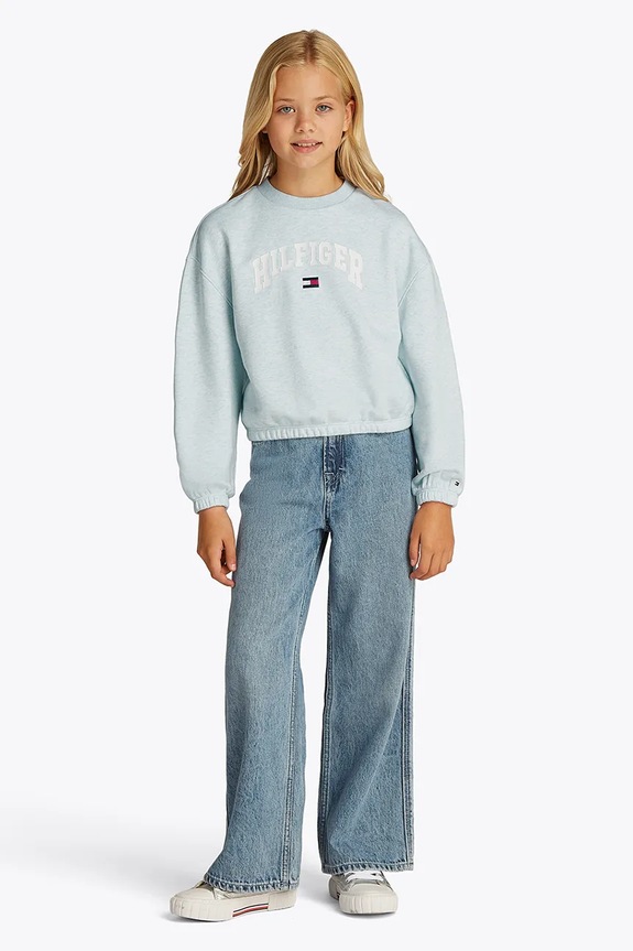 Detská mikina Tommy Hilfiger bez kapucne modrá KG0KG08559.116.122.PPYA