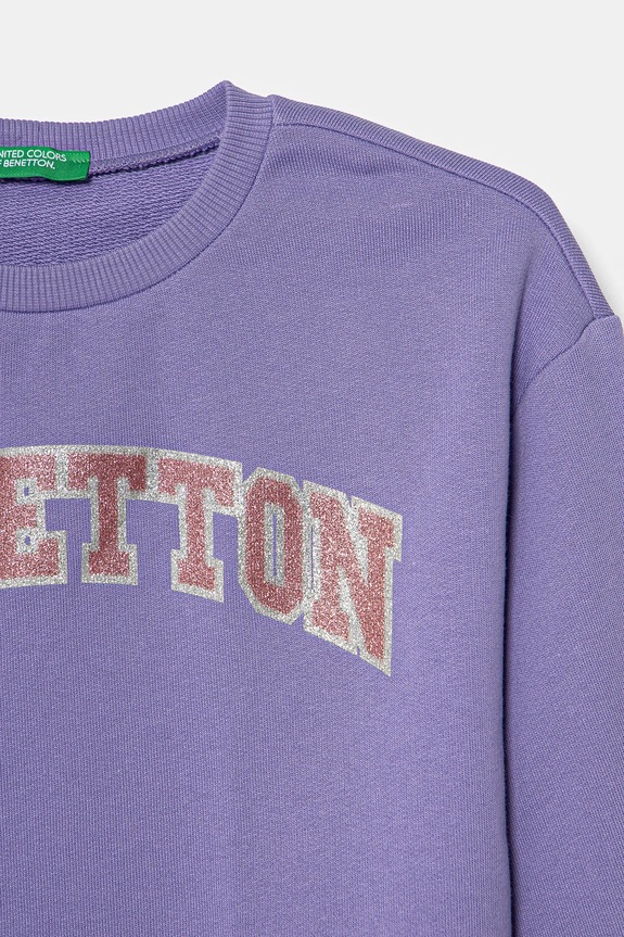 Fete United Colors of Benetton hanorac de bumbac pentru copii 3J68C10MX.G.Seasonal violet