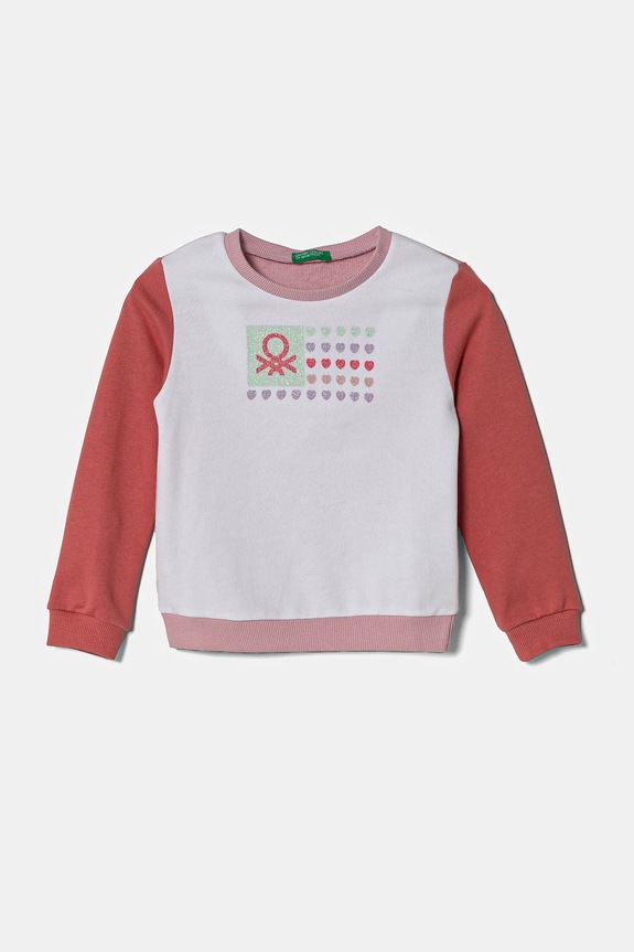 Детски памучен суичър United Colors of Benetton памук бял 3J70G10HX.P.Seasonal
