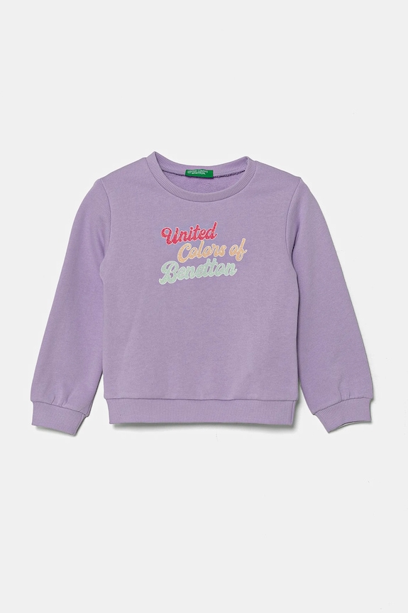Detská bavlnená mikina United Colors of Benetton bavlna fialová 3J70G10HX.P.Seasonal