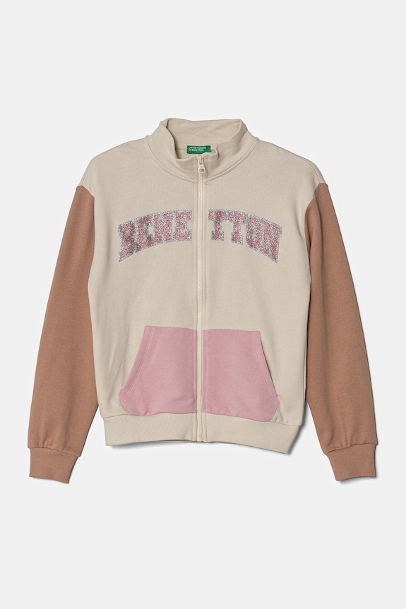 Dječja pamučna dukserica United Colors of Benetton pamuk bež 3J68C504N.G.Seasonal