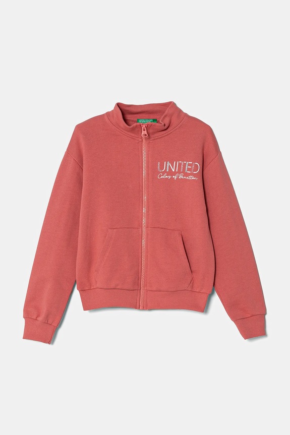 Detská bavlnená mikina United Colors of Benetton bavlna ružová 3J68C504N.G.Seasonal