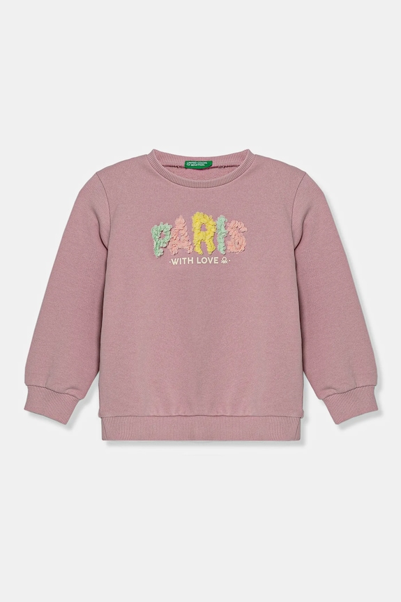 United Colors of Benetton bluza bawełniana dziecięca aplikacja różowy 3J68G10J0.P.Seasonal