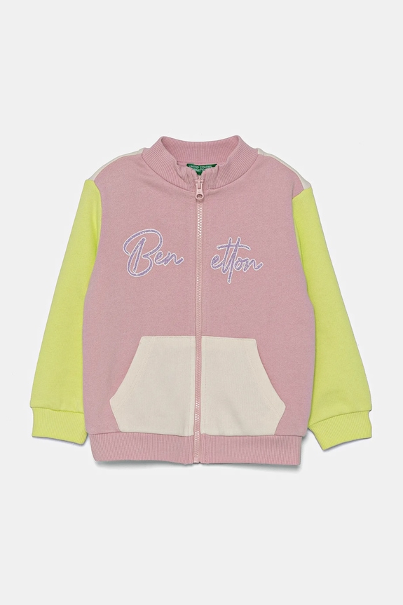 Detská bavlnená mikina United Colors of Benetton potlač ružová 3J70G503N.P.Seasonal