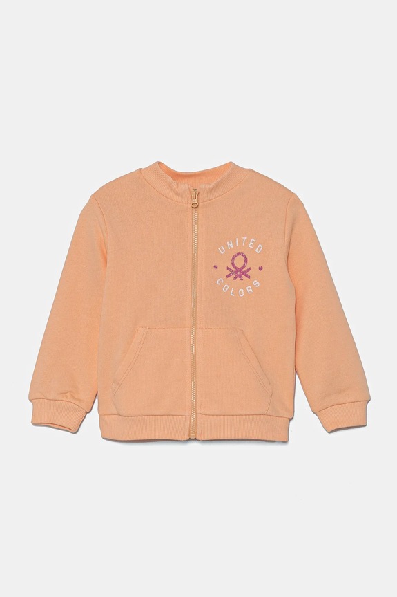 United Colors of Benetton hanorac de bumbac pentru copii print portocaliu 3J70G503N.P.Seasonal