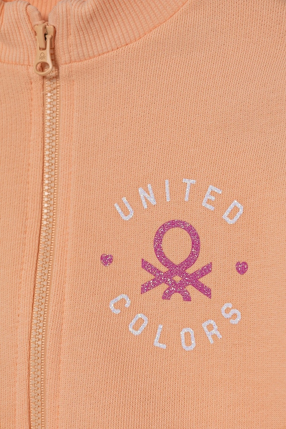 Fete United Colors of Benetton hanorac de bumbac pentru copii 3J70G503N.P.Seasonal portocaliu