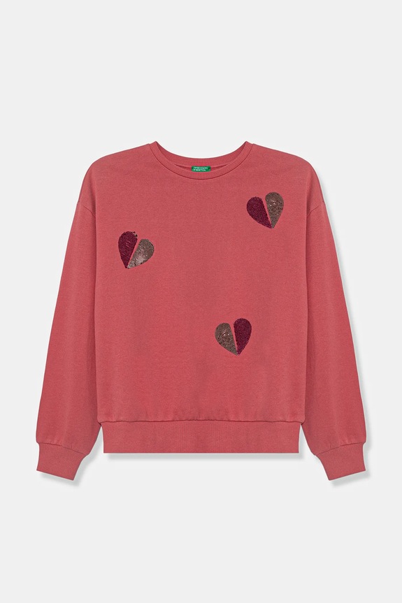 United Colors of Benetton bluza bawełniana dziecięca aplikacja różowy 3J68C10NX.G.Seasonal