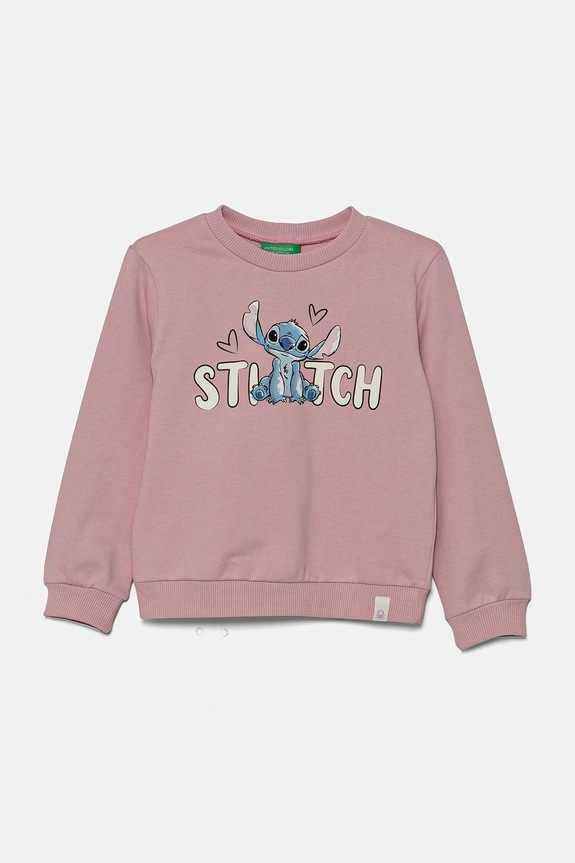 United Colors of Benetton hanorac de bumbac pentru copii x Disney print roz 3PQMG10HP.P.Seasonal