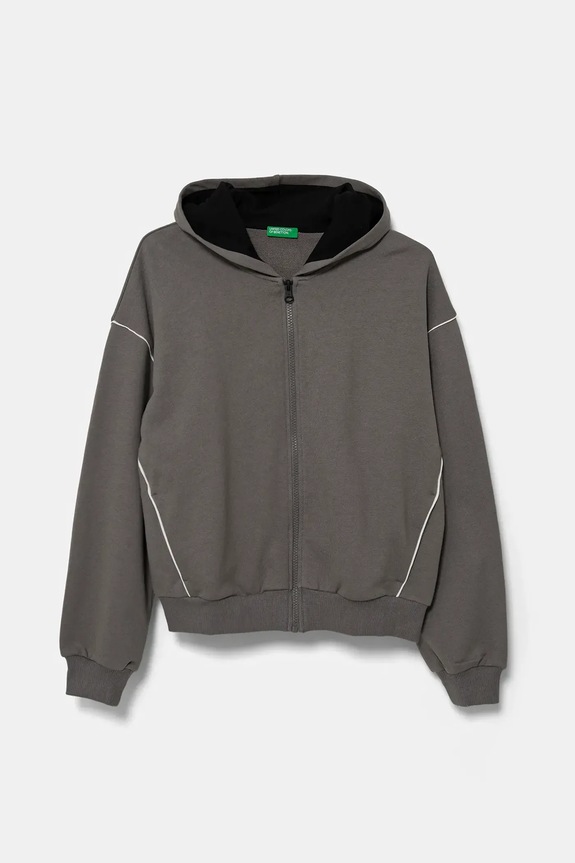 Dětská bavlněná mikina United Colors of Benetton s kapucí šedá 3UNIC504T.G.Seasonal