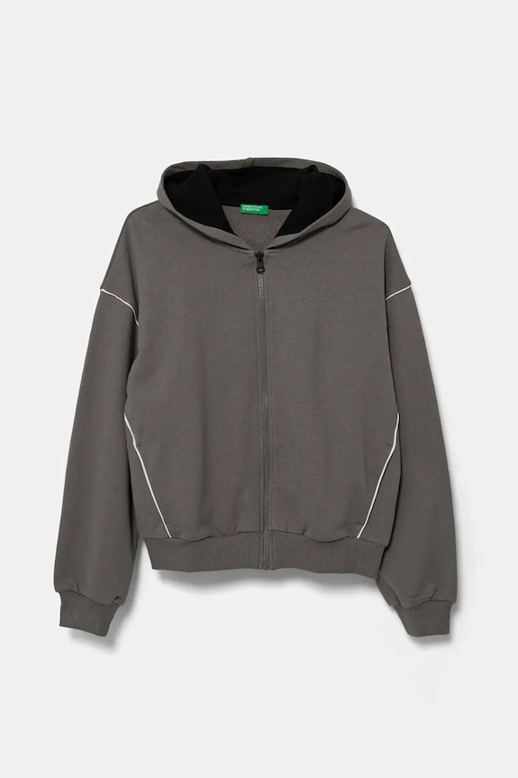 Dětská bavlněná mikina United Colors of Benetton s kapucí šedá 3UNIC504T.G.Seasonal