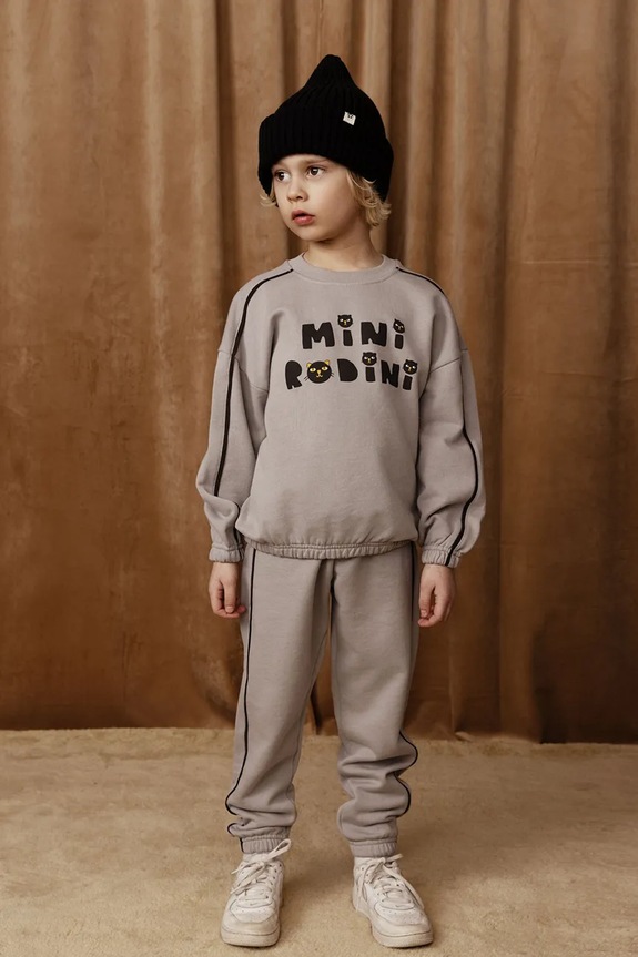 Dětská bavlněná mikina Mini Rodini Mini Rodini Cats bez kapuce šedá 2512010597
