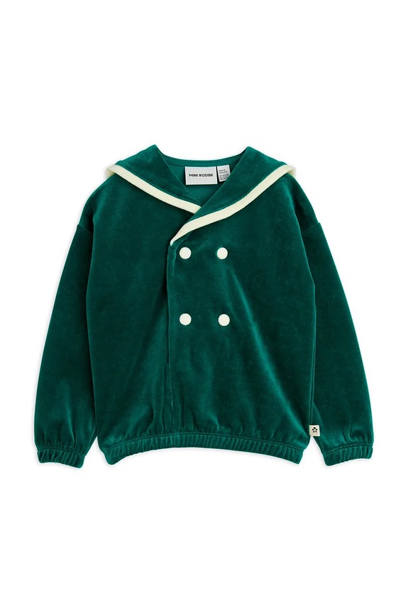 Mini Rodini hanorac de bumbac pentru copii Sailor 2512012775 verde SS25