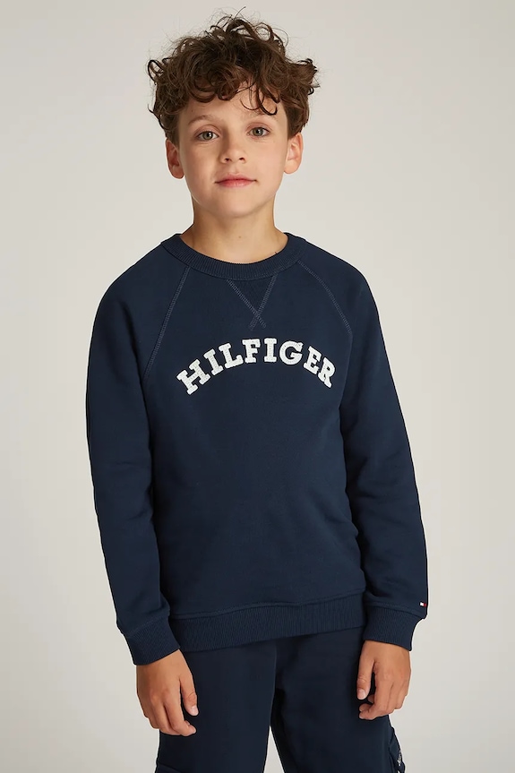 Tommy Hilfiger hanorac de bumbac pentru copii print bleumarin KS0KS00626.128.176.PPYA