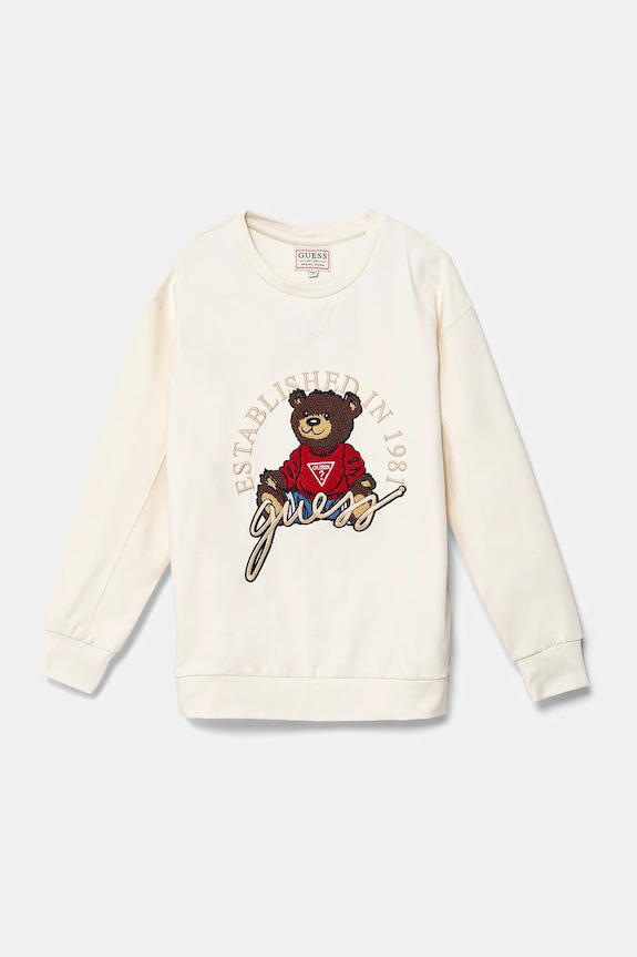 Παιδική βαμβακερή μπλούζα Guess χωρίς κουκούλα μπεζ H5RJ01.KAD74.PPYA