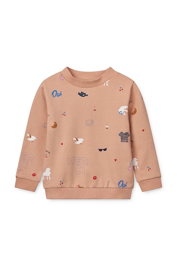 Liewood bluza bawełniana dziecięca Thora Printed Sweatshirt LW19862 pomarańczowy SS25